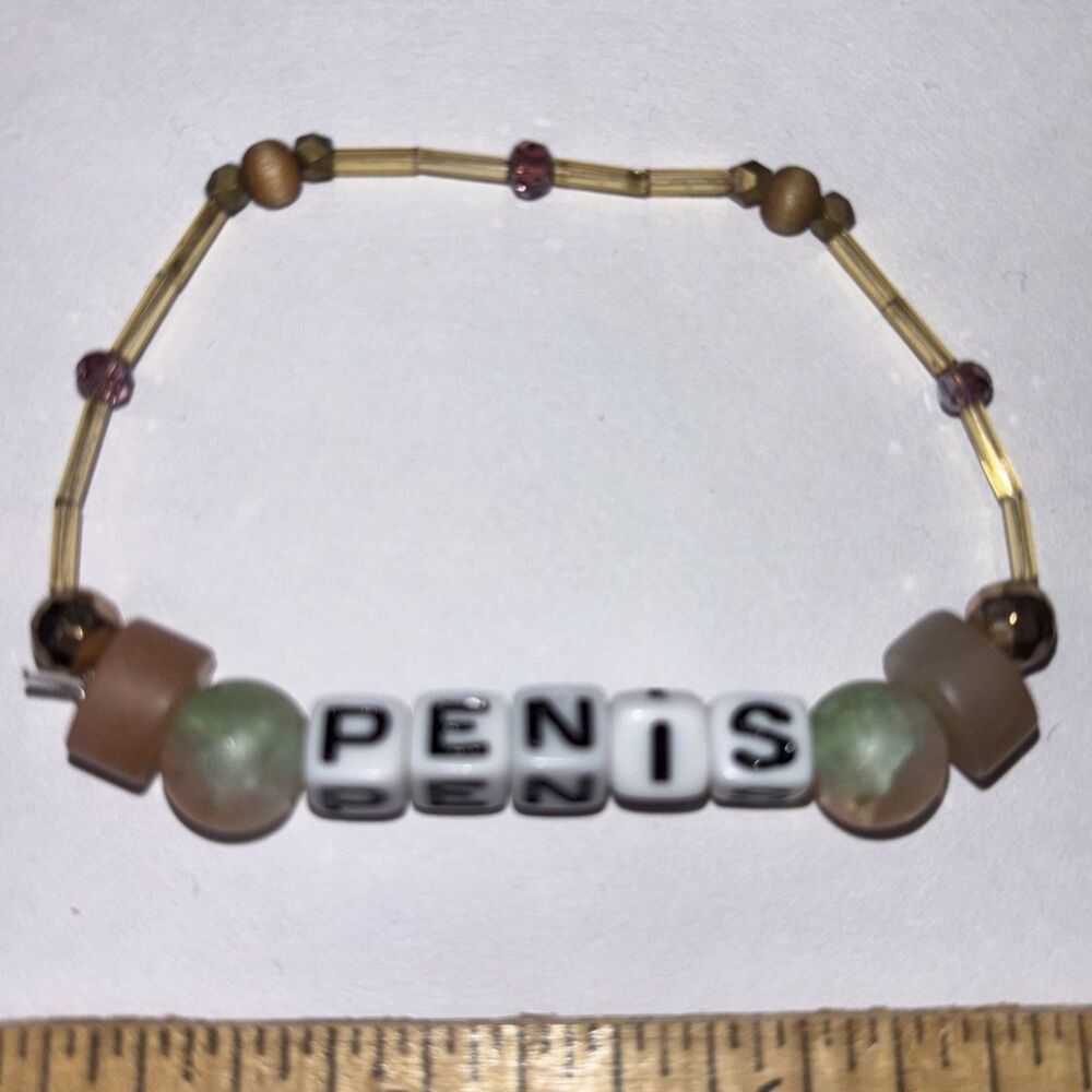 Handcrafted Beaded Stretch Bracelet Brown Y2K Aesthetic Novelty Gag Gift Jewelry